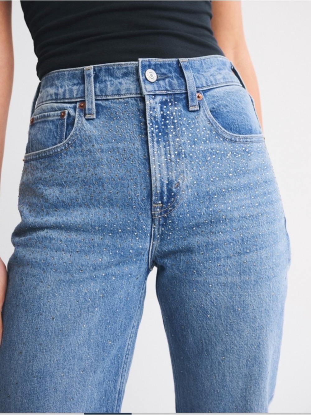 Abercrombie & Fitch High-Rise Blue Jeans with Sparkle